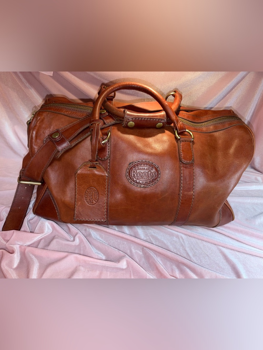 Vintage Roots Tan Leather Duffel Bag